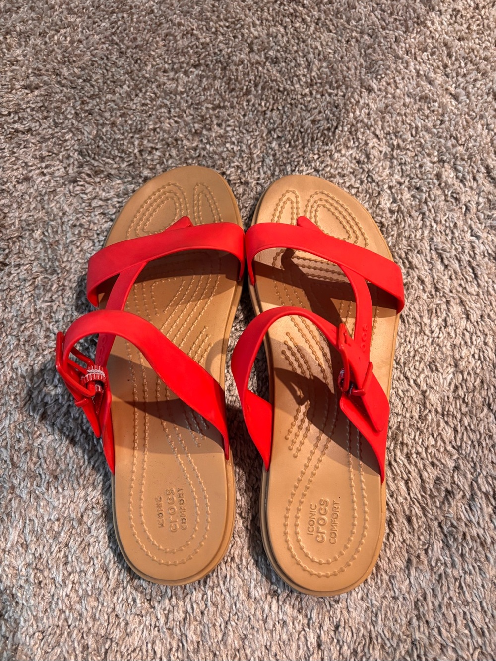 CROCS Red Strappy Comfort Sandals